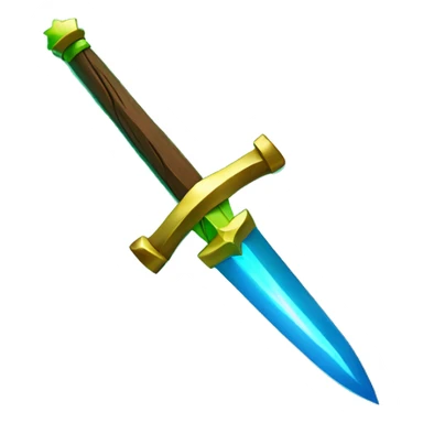 A mix Wood and Golden neon green star with a Sword in front sticker
