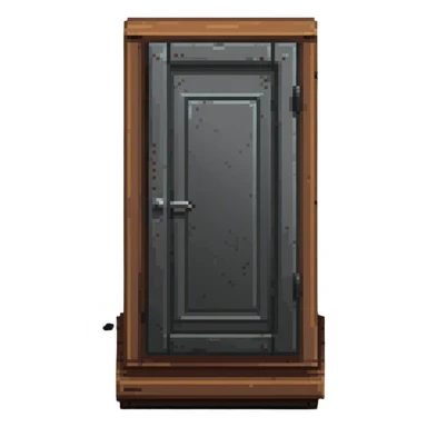 Wooden base with metal door from Rust game sticker