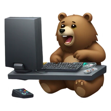 Bear playing gaming pc sticker