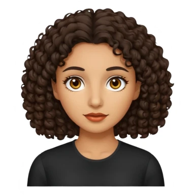 Woman with olive skin and dark brown curly hair and brown ey sticker