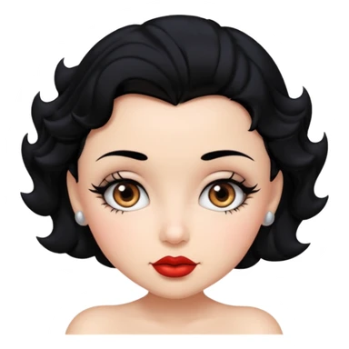 Do not change the face I already created, I want her with Betty boop face and black hair sticker