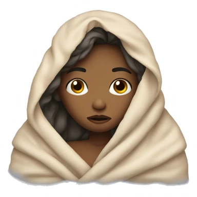 The sad girl wrapped herself in a blanket sticker