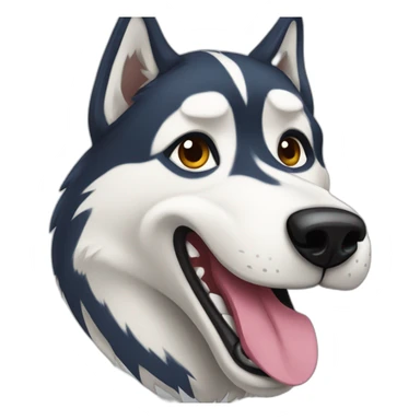 A running husky with a long tongue  sticker