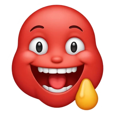 Make the siley emoji to be red and drooling. Make it look realistic sticker