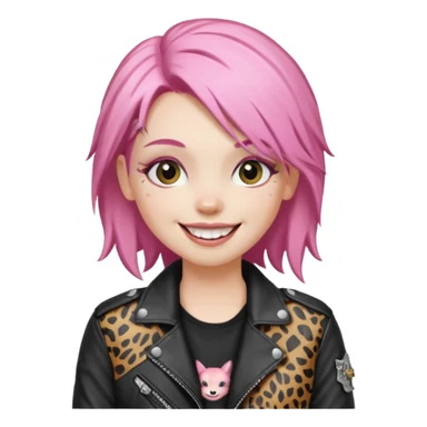 pink haired metalhead animal sticker