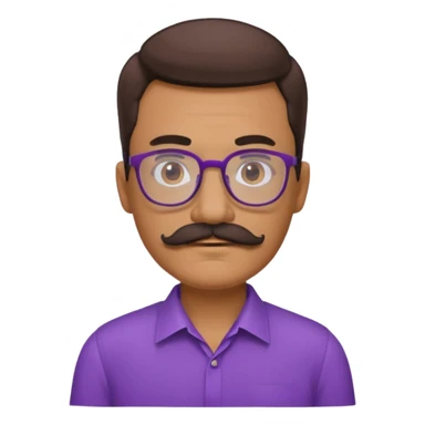 glasses purple man with mustache sticker