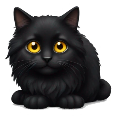 Black fluffy cat with yellow eyes sticker
