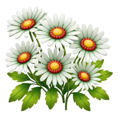 Green, red, yellow and white daisies sticker