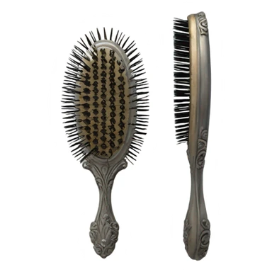 vintage rococo silver hair brush sticker