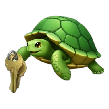turtle with two keys sticker