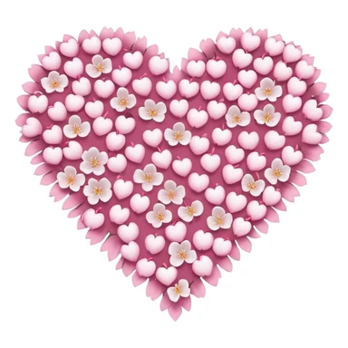 halloween sakura heart, heart made of white sakura petals with pink accents sticker