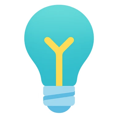 Light bulb icon,  flat emoji style, outline with blue and turquoise colors sticker