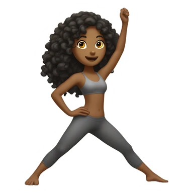 Tan girl curly black hair standing strait on one leg yoga pose sticker