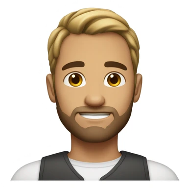 a 34 year old man with ponytail hair and stubbled beard. his skin tone is Caucasian. small eyes. looking professional. sticker