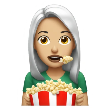 White brunette woman putting popcorn in her mouth sticker