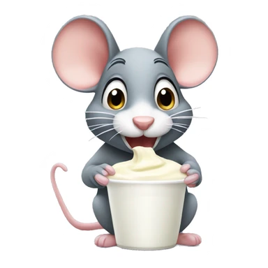  mouse eating yogurt  sticker
