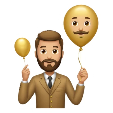 Bearded man hold gold balloon sticker