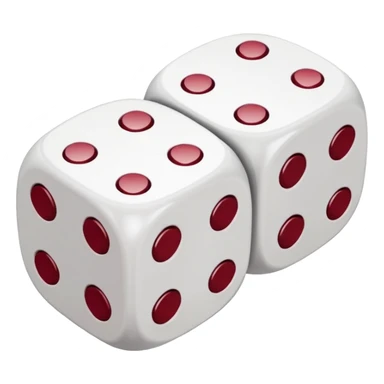 two dices in with burgundy heart details sticker