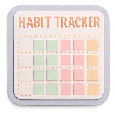 soft pastel gentle habit tracker grid with delicate dotted lines sticker
