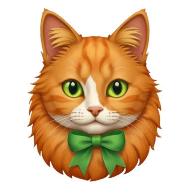 cat with green ribbon on ear sticker