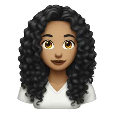 woman light skin long black curly hair with eyeliner sticker
