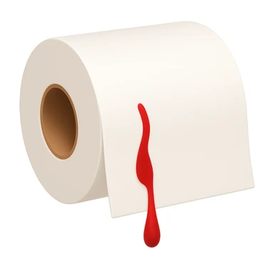 Toilet paper roll with less blood, cleaner appearance, in the style of emoji (apple style emojis). The blood should be minimal and subtle, keeping the emoji style. sticker