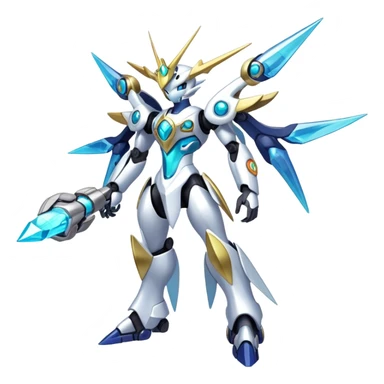 Shiny Futuristic Mechanical Celestial Godly Divine Fakemon-Pokemon-Digimon-Spectrobes-fusion, full body sticker
