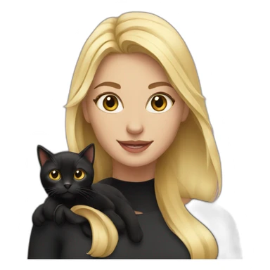 blond woman and black cat sticker