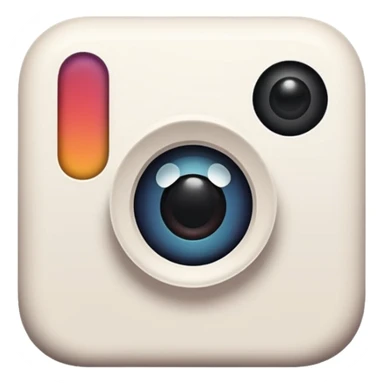 Create a [Instagram] in a minimalist, playful hand-drawn doodle style, using thick, uneven black outlines and keeping the object white with two small black dot eyes. Center the anthropomorphic object within a solid-colored circular background, maintaining the simple, cartoonish feel. sticker