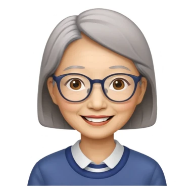 Elder asian woman with glasses sticker