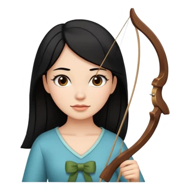 Creami una donna  con capelli neri con un arco sticker