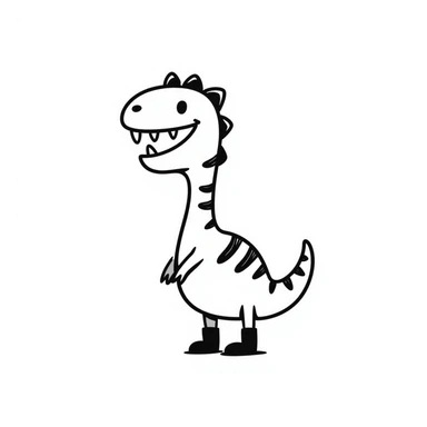 hand-drawn doodle of a dinosaur sticker