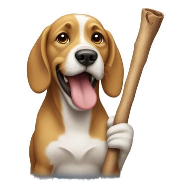 Dog with a stick in his mouth sticker