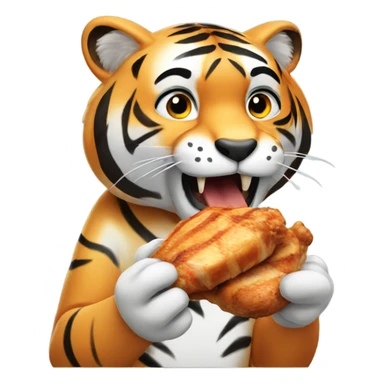 Tiger eating chicken sticker