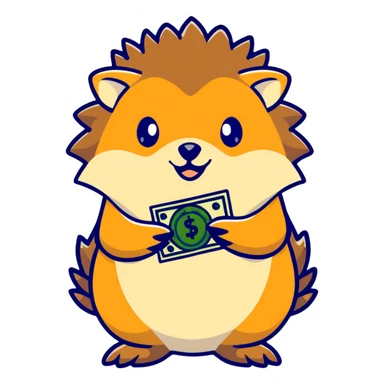 hedgehog with money sticker