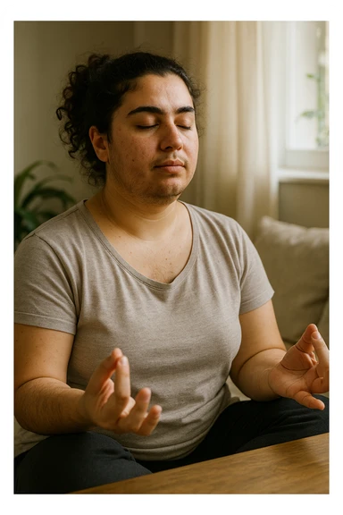 Donna con pcos che abbassa il suo cortisolo immagine realistiche in italiano sticker