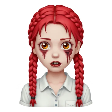 zombie girl with red braids and white shirt sticker