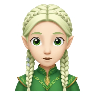 braid hair white elf, green cloth sticker