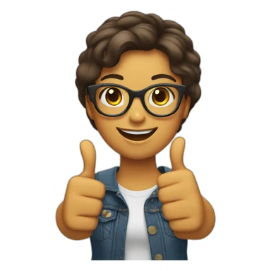 girl with glasses thumbs up sticker