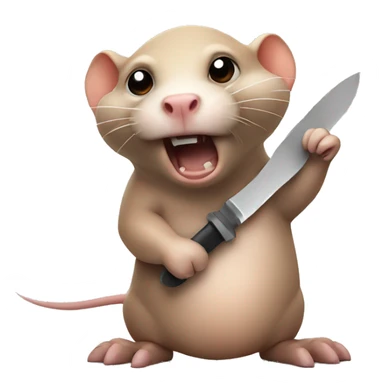 Angry naked mole rat holding a knife sticker