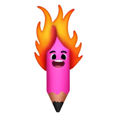 Pink crayon on fire sticker