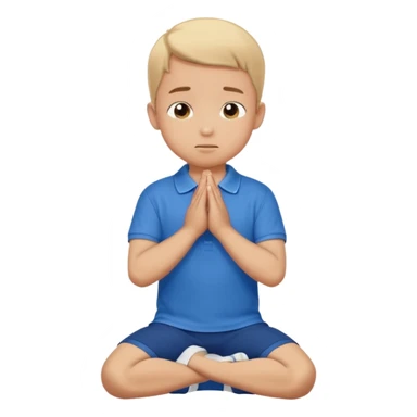 In Niño arrodillado orando con polo azul sticker