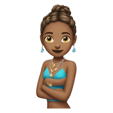 Girls in pool with jewelry sticker