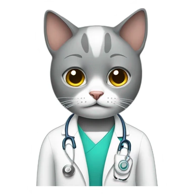 Cat doctor looks sad and cry sticker