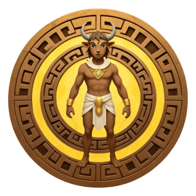 solarpunk style, oil paint - skinny The Minotaur stands in the middle of the labyrinth sticker