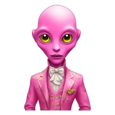 Fancy alien with luxury clothes pink hello sticker