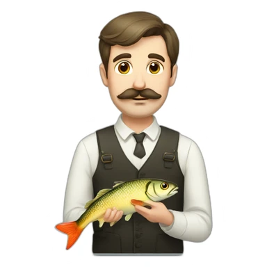 russian moustache husband with fish sticker