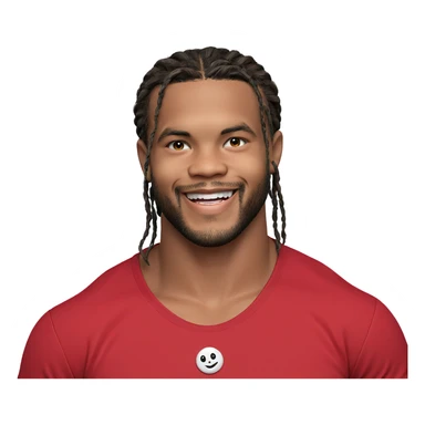 smiling boy in red shirt sticker