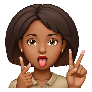 Black girl sticking up middle finger with tongue out sticker