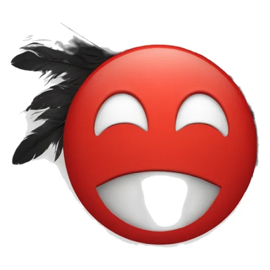 Smile face with feathers and a red hand print across the face sticker